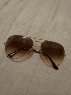 Ray-Ban Gold Frame Sunglasses with Brown Gradient Lenses